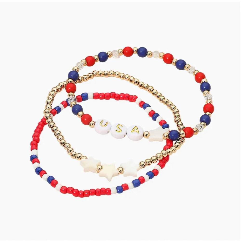 NEW SENSIBLING CORP women's usa star petite stretch bracelet set in multicolor
